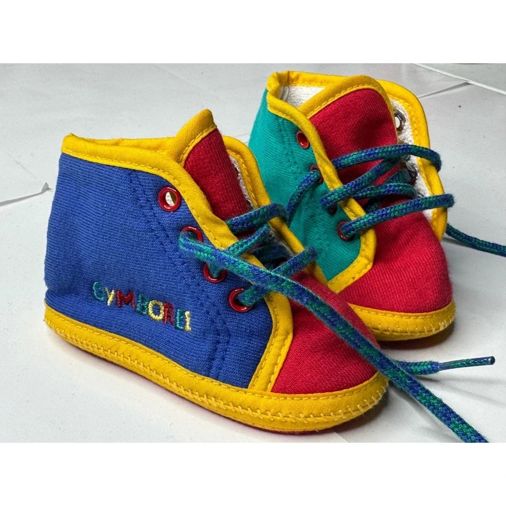 Vintage Gymboree Baby Color Block Soft Sole Booties Primary Colors Size 00
